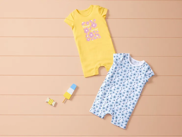 2 baby playsuits
