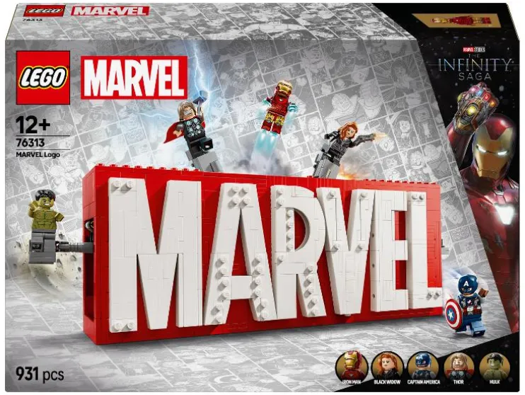 76313 MARVEL logo en minifiguren