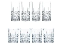 4 whiskyglazen of 4 long drink glazen