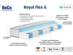 Boxspringmatras met pocketveringkern en gelschuim topper Royal Flex
