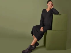 Dames midi-gebreide jurk