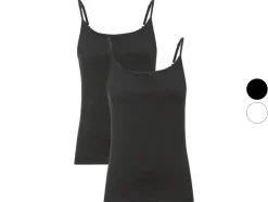 Dames spaghettibandjeshemd, 2 stuks, getailleerd gesneden