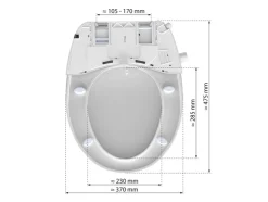 Douche-wc opzetstuk met soft-close-mechanisme en snelsluiting