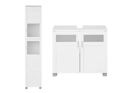 Hoge badkamerkast en onderkast wastafel Basel