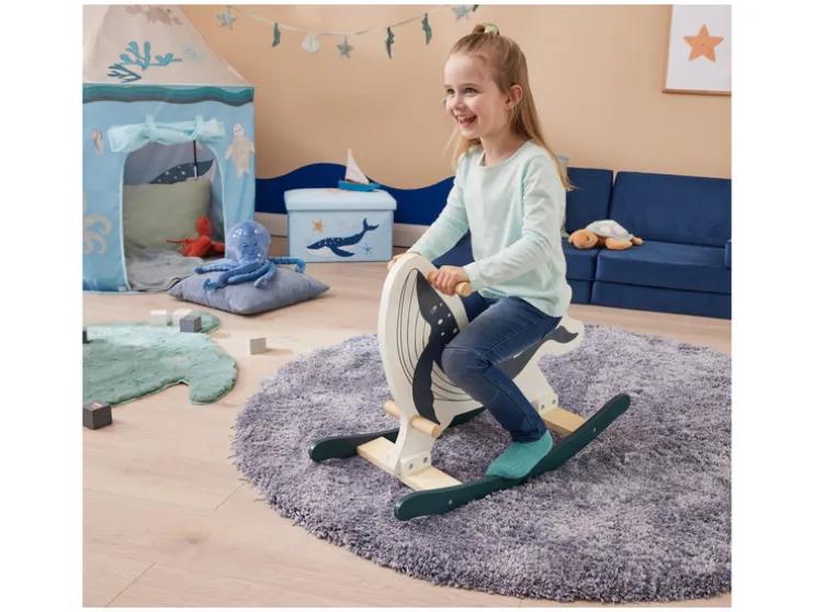 Houten schommeldier of loopfiets