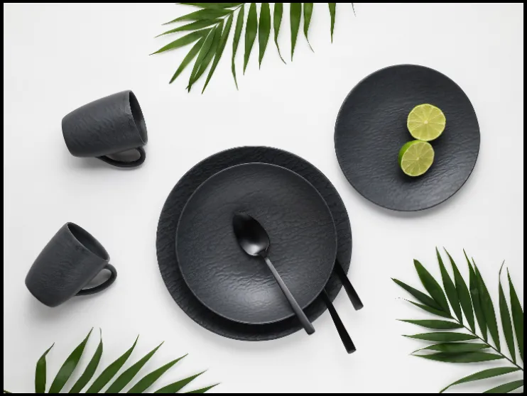 Serviesset Leisteen Black