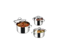 Set van 3 RVS kookpannen