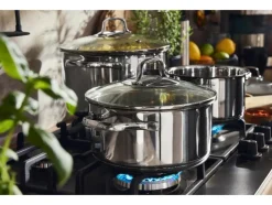 Set van 3 RVS kookpannen