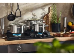 Set van 3 RVS kookpannen