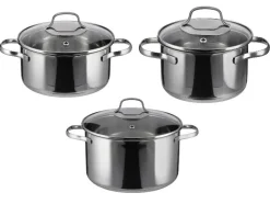 Set van 3 RVS kookpannen