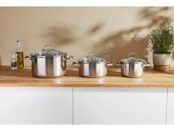 Set van 3 RVS kookpannen
