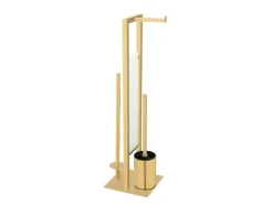 Toiletrolhouder met toiletborstel Rivalta Gold