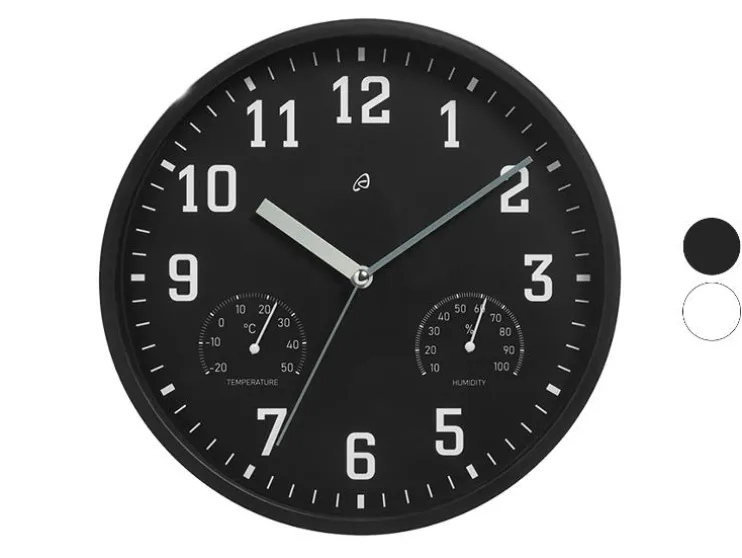 Wandklok met thermometer en hygrometer